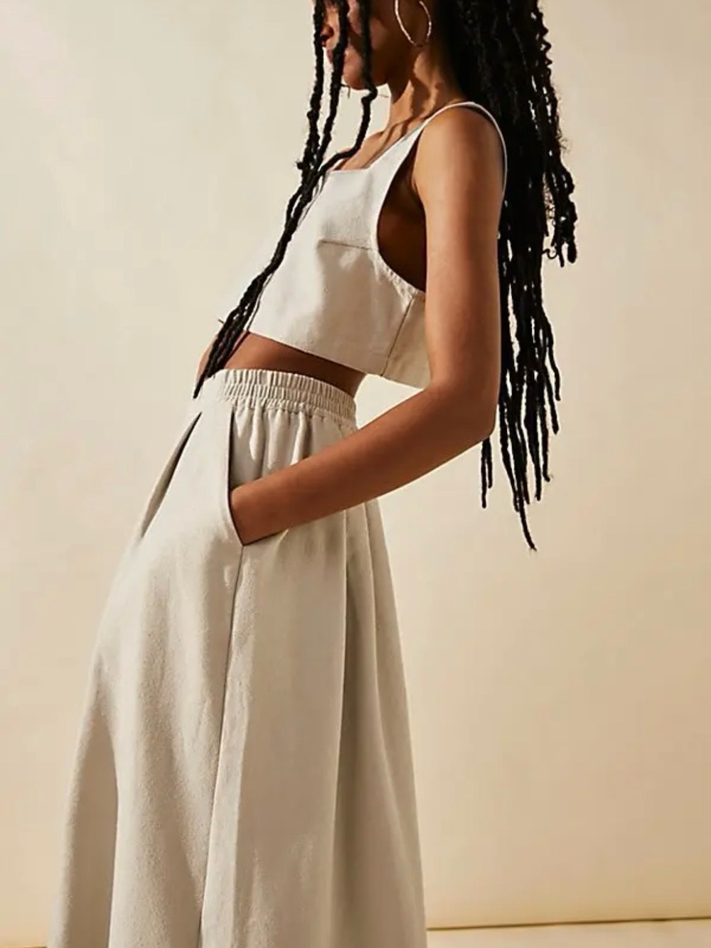 NWT FREE PEOPLE- Maritza Culotte Wide Leg Pant Stone Size M